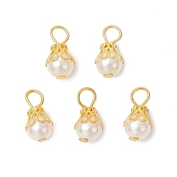 Золотой Круглые акриловые подвески с имитацией жемчуга, с железной фурнитурой, золотые, 16.5x8.5 мм, отверстие : 3.5 мм