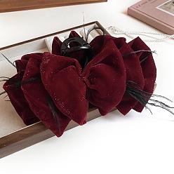 Темно-Красный Заколки для волос с когтями из смолы, бантом, темно-красный, 128x64 мм