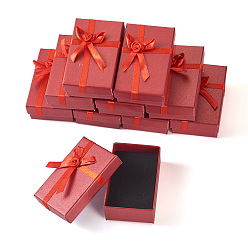 Индийский Красный Картонные коробки для украшений из бумаги, прямоугольник с бантом, Индийская красная, 5.05x8x2.7 см