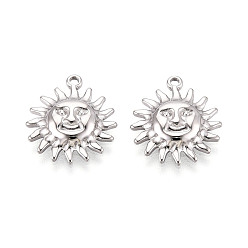 Нержавеющая Сталь Цвет 304 из нержавеющей стали солнечные подвески, цвет нержавеющей стали, 18x15.5x3 мм, отверстие : 1.4 мм