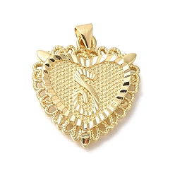 Letter S Стойки обшивки латунные подвески, без кадмия и без свинца, сердце с подвесками в виде буквы az, Письмо с, 24x22x3 мм, отверстие : 5x3.5 мм