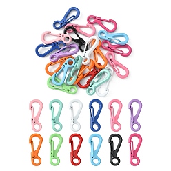Mixed Color 20Pcs Spray Painted Alloy Push Gate Snap Keychain Clasp Findings, Mixed Color, 24.5x10x6mm, Inner Diameter: 11x6mm