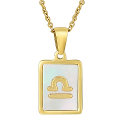 Весы Ожерелье с подвеской в виде созвездия из натуральной ракушки и цепочками из нержавеющей стали, Весы, 17.72 дюйм (45 см)