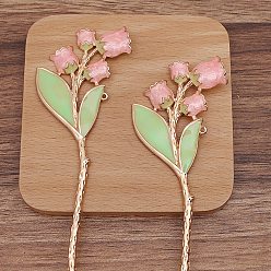 Pink Сплав в старинном стиле с эмалевыми заколками для волос, для ювелирных украшений своими руками, цветок, розовые, 175x49 мм, 10 шт / комплект