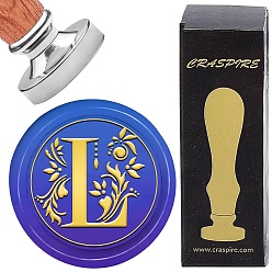 Letter L Наборы штампов для скрапбукинга своими руками, 1поликарбонатная латунная восковая печать с серебряным покрытием и 1поликарбонатной деревянной ручкой, Письмо L, штамп: 25x15 мм