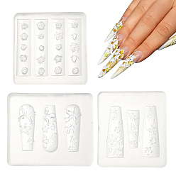 (52) Непрозрачная лаванда 3 шт. 3 стили силиконовые формы для дизайна ногтей, мультфильм для украшения ногтей, инструменты для ногтей, цветок, разноцветные, 4.35~4.45x4.05~5.2x0.85~1.2 см, 1 шт / стиль