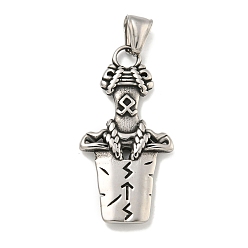 Античное Серебро 316 хирургические подвески из нержавеющей стали, амулет сломанного меча, античное серебро, 44.5x22.5x4 мм, отверстие : 4x7.5 мм