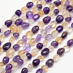 Colorful Natural Quartz Bead Strands, Tumbled Stone, Nuggets, Colorful, 8~10x8~10mm, Hole: 1mm, about 15.74 inch