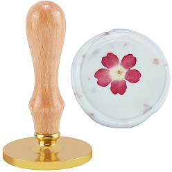 Light Gold Набор для изготовления восковых печатей своими руками, включая круглую пустую сургучную печать латунную головку штампа, с ручками из бука, для ретро старинные сургучной печати, золотой свет, 50x14 мм, отверстие : 7 мм, 1 PC