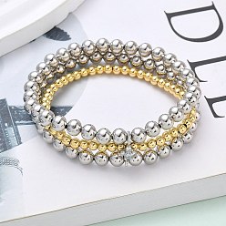 Real Gold Plated & Real Platinum Plated Браслеты из латуни с микропаве из круглых бусин кубического циркония для женщин, стойки покрытие, долговечный, без свинца и без кадмия, настоящее золото и платина, внутренний диаметр: 2 дюйм (5.2 см)