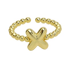 Letter X Латунные манжеты с открытыми кольцами, золотые, Письмо X, внутренний диаметр: регулируемый