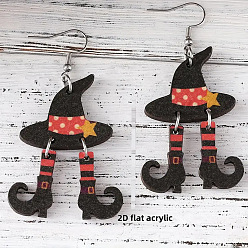 Оранжевый Акриловые серьги-подвески в форме шляпы, платина, оранжевые, 65x29 мм