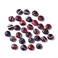 Разноцветный Бусины ручной работы матового бисера, закрученные бусины чечевицы, овальные, красочный, 14~15x7~7.5 мм, отверстие : 1.6 мм