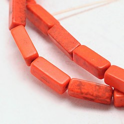 Orange Red Synthetical Dyed Turquoise Rectangle Bead Strand, Orange Red, 12x4x4mm, Hole: 1mm, about 33pcs/strand, 15.3 inch