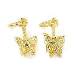 Real 18K Gold Plated Rack Plating Brass Pave Cubic Zirconia Butterfly Ice Pick Pinch Bails, Cadmium Free & Lead Free, Long-Lasting Plated, Real 18K Gold Plated, 13.5x7.5x7.5mm, Hole: 4mm, Pin: 0.8mm