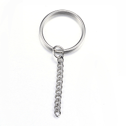 Нержавеющая Сталь Цвет Устойчивые к потускнению 304 разъемные кольца для ключей из нержавеющей стали, брелок для ключей, цвет нержавеющей стали, 74 мм
