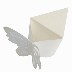 Light Yellow Folding Cardboard Candy Boxes, Wedding Gift Wrapping Box, Triangle with Butterfly, Light Yellow, 9x7.5x5cm