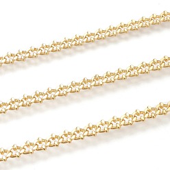 Real 18K Gold Plated Brass Curb Chains, with Spool, Long-Lasting Plated, Soldered, Real 18K Gold Plated, Link: 6.5x5x1.8mm, about 32.8 Feet(10m)/roll