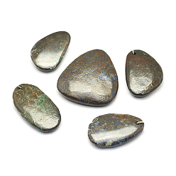 Хризоколла Природные подвески хризоколлу, разнообразные, 30~66x18~52x3~14 мм, отверстие : 2 мм