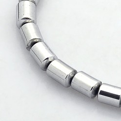 с Платиновым Покрытием Гальванизировать немагнитных синтетический гематит бисер пряди, колонка, с покрытием платиным, 5x4 мм, отверстие : 1 мм, около 75 шт / нитка, 15.7 дюйм