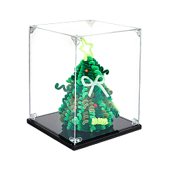 Квадрат Акриловые витрины для минифигурок с черным основанием, прозрачные, квадратный, 21.5x21.5x25 см