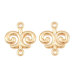 Real 18K Gold Plated Brass Connector Charms, Fleur De Lis, Real 18K Gold Plated, 17.5x14.5x2mm, Hole: 1.6mm
