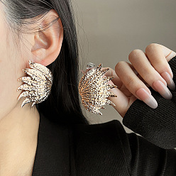 Лист Серьги железа, золотые, лист, 48x37 мм