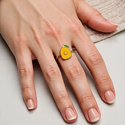 Avocado Регулируемые 304 эмалированные манжеты из нержавеющей стали для женщин, ионное покрытие (ip), без кадмия, без никеля и без свинца, золотые, авокадо, 16.5x11 мм, размер США 7 1/4 (17.5 мм)