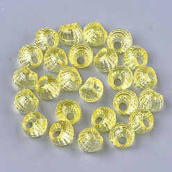 Yellow Transparent AS Plastic Charms, Suzumaru Beads, Faceted, Round, Yellow, 10x10x9mm, Hole: 3mm, about 1350pcs/500g