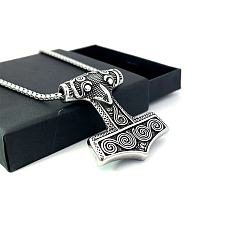 Нержавеющая Сталь Цвет Кулон в виде молота Тора викингов с кельтским узлом, мужская цепочка, украшения в скандинавском стиле.