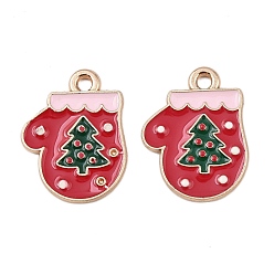 Clothes Рождественские эмали сплава подвески, золотой свет, перчатки, 19x14.5x1.5 мм, отверстие : 1.8 мм