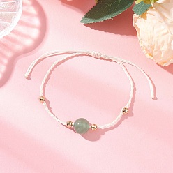 Зеленый Авантюрин Браслеты из бисера из натурального зеленого авантюрина, регулируемые плетеные браслеты из нейлоновой нити для женщин, с жемчугом из раковины , внутренний диаметр: 2 дюйм (5 см) ~ 3-1/8 дюйм (8 см)