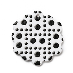 Black Polka Dot Pattern Opaque Acrylic Pendants, for DIY Earring Accessories, Hexagon, Black, 31.5x29.5x2mm, Hole: 1.5mm