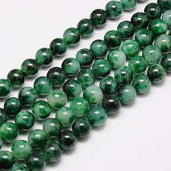 Темно-Зеленый Натуральный Malaysia нити нефритовый шарик, круглый окрашенные бусины, темно-зеленый, 6 мм, отверстия: 1 м, около 64 шт / нитка, 15 дюйм