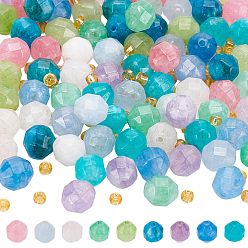 (52) Непрозрачная лаванда 90шт 9 цвета натуральный доломитовый бисер, с бисером, граненые, окрашенные, круглые, разноцветные, 8 мм, отверстие : 1.2 мм, 10 шт / цвет