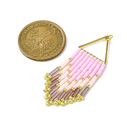 Pearl Pink Handmade MIYUKI Round Rocailles Seed Loom Pattern, Arrow Tassel Pendants, Pearl Pink, 55.5x19x2mm, Hole: 3mm