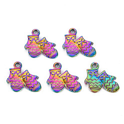 Rainbow Color Подвески из сплава цвета радуги, без кадмия, без никеля и без свинца, подвески для рождественских перчаток, 18.5x15.5x1.5 мм, отверстие : 1.8 мм