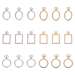 Mixed Color Rack Plating Alloy Open Back Bezel Big Pendants, For DIY UV Resin, Epoxy Resin, Pressed Flower Jewelry, Rectangle & Ring & Oval, Mixed Color, 52~53.5x31~37x3mm, Hole: 9~13.5x3mm, 18pcs/set