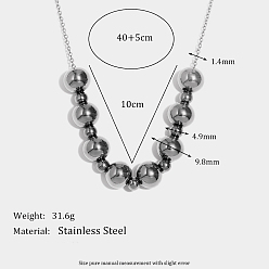 Нержавеющая Сталь Цвет Женские ожерелья из круглых бусин из нержавеющей стали, цвет нержавеющей стали, 15.75 дюйм (40 см)
