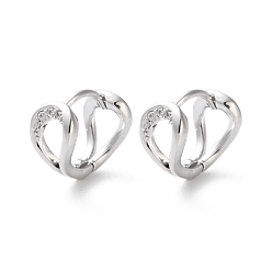 Платинированный Латунные серьги обруча, долговечный, Реальная платина, 11x10.5x6.5 мм, штифты : 0.9 мм