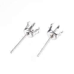 Нержавеющая Сталь Цвет Устойчивые к потускнению 304 фурнитура для сережек-гвоздиков из нержавеющей стали, Настройки зубца, цвет нержавеющей стали, 15x6 мм, штифты : 0.8 мм