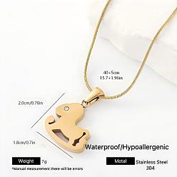 Caballo 304 collares con colgante de acero inoxidable para mujer, dorado, caballo, 15.75 pulgada (40 cm)