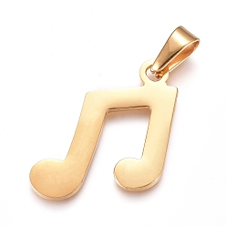 Golden 304 Edelstahl Anhänger, Musiknote, golden, 33x25x1.5 mm, Bohrung: 10x4 mm