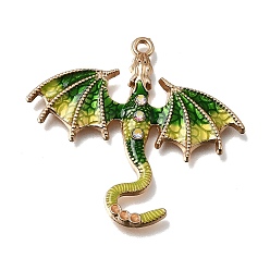 Yellow Alloy Enamel Pendants, Dragon Charms, Light Gold, Yellow, 40.5x38x3mm, Hole: 1.8mm