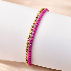 Камелия Браслеты из латунных бусин в два ряда, браслеты-цепочки с распылительной краской для женщин, стойки покрытие, долговечный, без кадмия и без свинца, камелия, 6-5/8 дюйм (16.8 см)