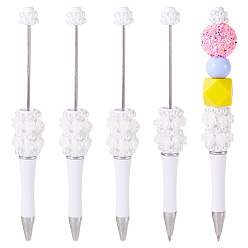 Белый Пластиковая шариковая ручка, ручка из нержавеющей стали с бусинами, для индивидуальной ручки своими руками, белые, 143.5x20x20 мм