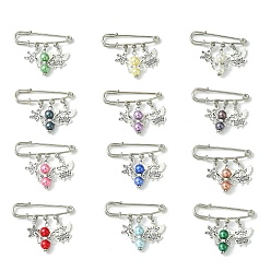 (52) Непрозрачная лаванда 12 шт. 12 цвета, подвески в виде ангела и звезды, булавка, брошь, Сплавные штифты для килта для застежки свитера, удлинителя талии брюк, с имитацией жемчужные бусины акриловые, разноцветные, 38x50.5 мм, 1 шт / стиль