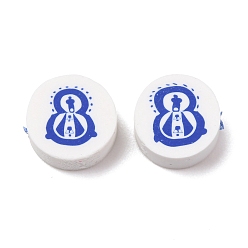 Белый Бусины из полимерной глины , плоский круглый с nossa senhora aparecida, белые, 9.5~10x4.5~5.5 мм, отверстие : 1.6~1.8 мм