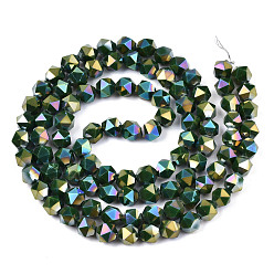 Olive Drab Electroplate Opaque Glass Beads Strands, AB Color Plated, Faceted, Round, Olive Drab, 5.5x5.5x5.5mm, Hole: 1mm, about 97~99pcs/strand, 20.87 inch~21.26 inch(53cm~54cm)