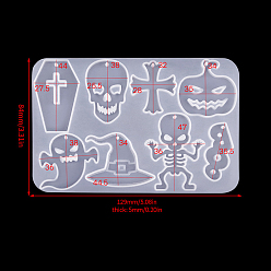 Skull Hallowmas Pendants DIY Food Grade Silicone Mold, Resin Casting Molds, for UV Resin, Epoxy Resin Craft Making, Skull, 84x129x5mm